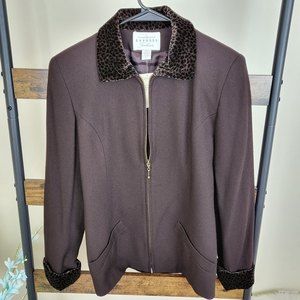NWT Express Tailleur wool blend brown zip blazer jacket size S